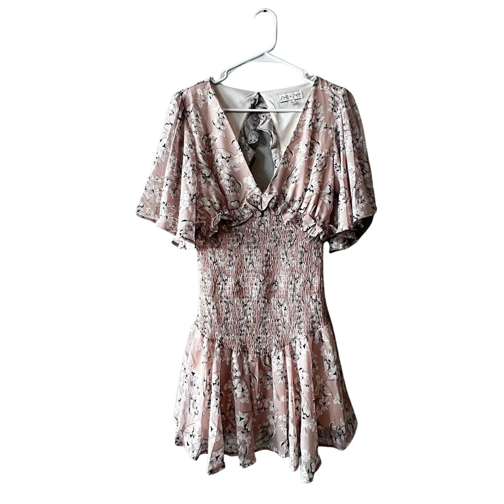 Light Pink Floral Smocked Dress